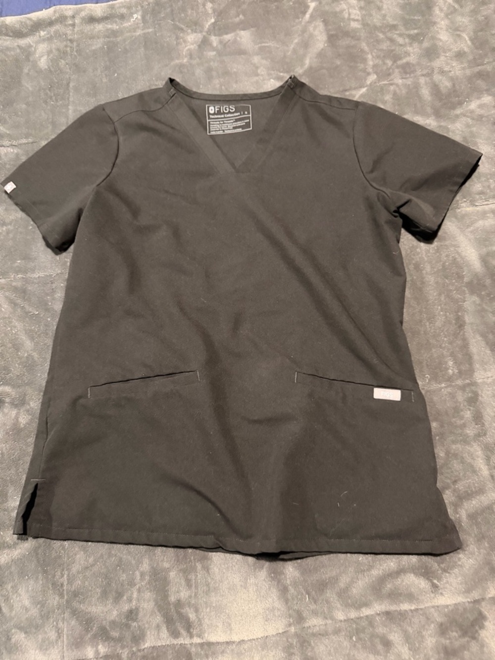 FIGS Women's S Black V-Neck Scrub Top